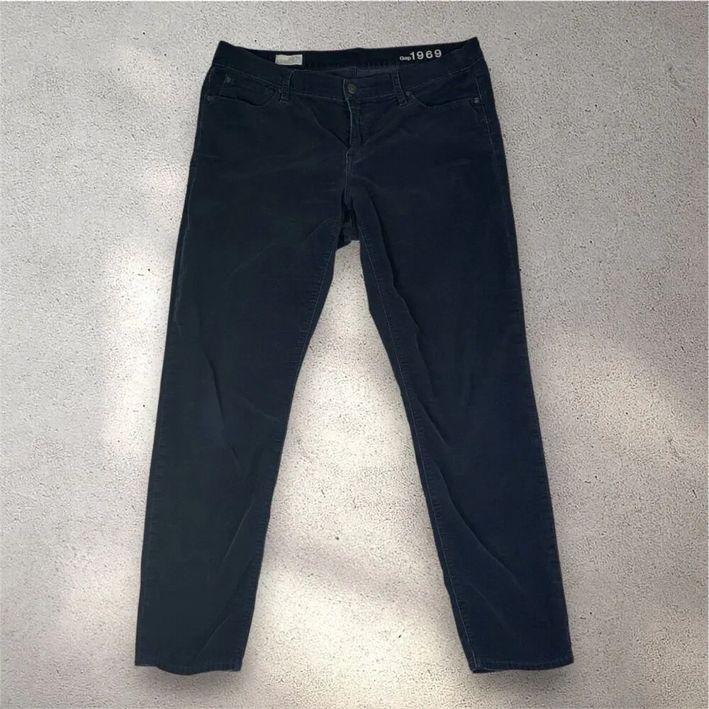 Gap 1969 Legging Jeans Women's 32/14 Navy Corduroy Skinny Stretch
